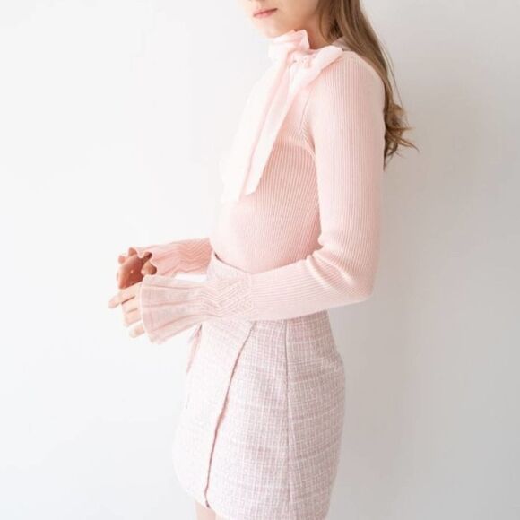 Nancy Pink Dust Sparkle Sweater Size Medium Bow NEW - Picture 4 of 9